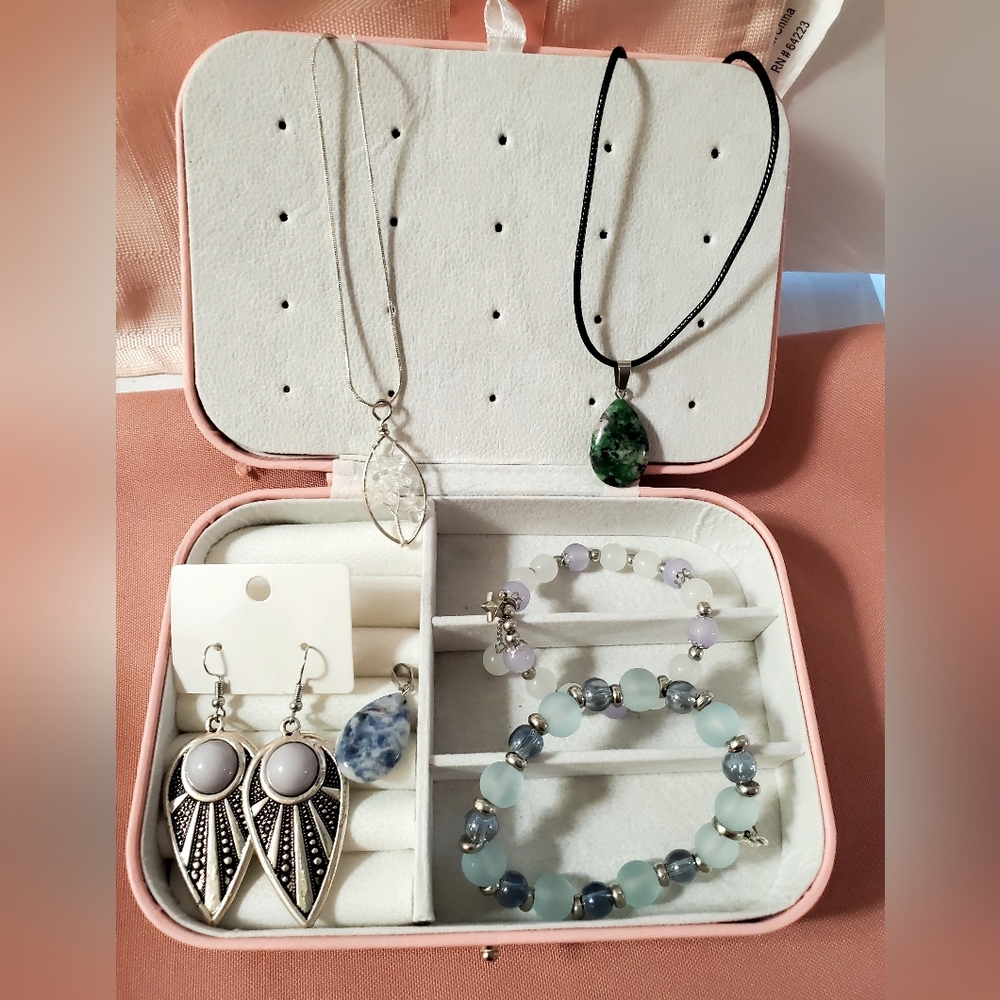 White Silver and Blue Jewelry Set